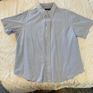 Polo Ralph Lauren XXL short sleeve, blue and white striped seersucker